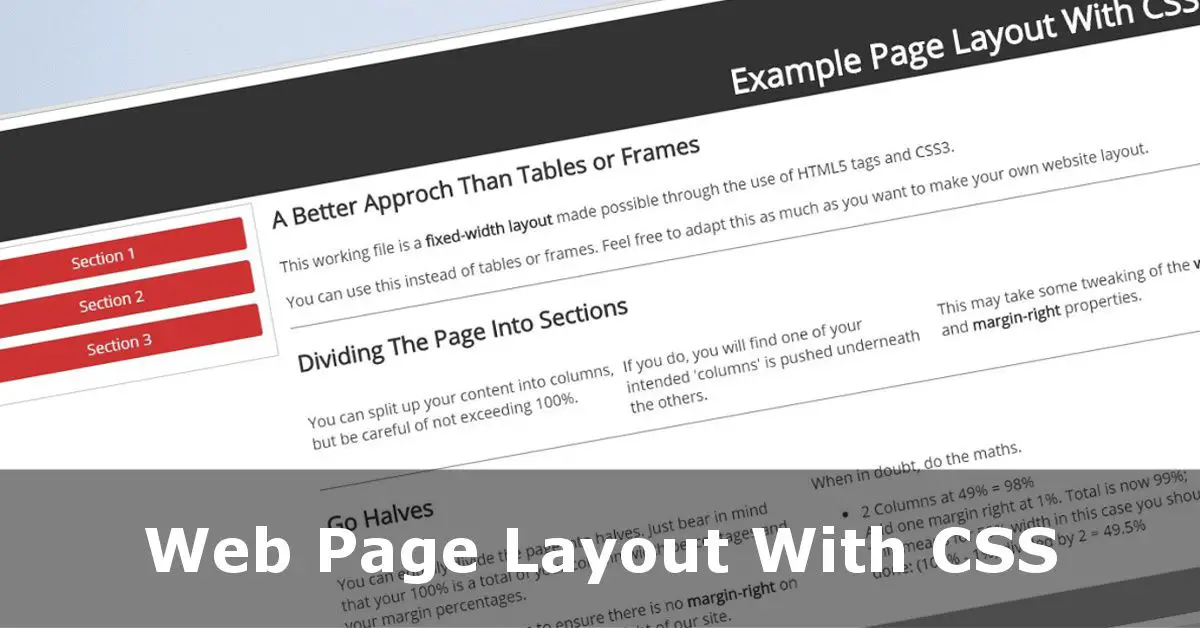 Web Page Layout With CSS: No Tables or Frames!