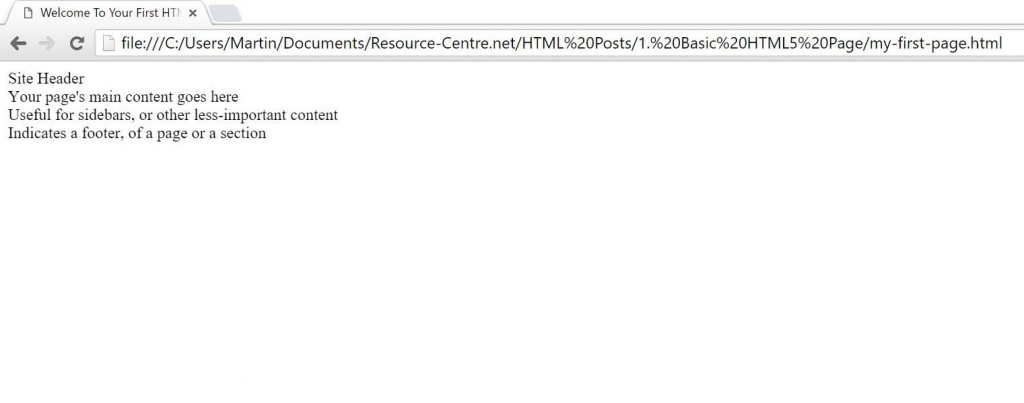 A Basic HTML5 Page - The Free Tutorial Resource Centre